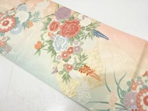 地紙に蝶・花籠模様織り出し　袋帯